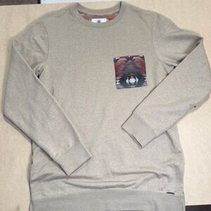Crewneck Sweater with Patterned Pocket - Beige Medium